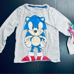 H&M Blue and Gray Long Sleeve Tee with Sonic Design